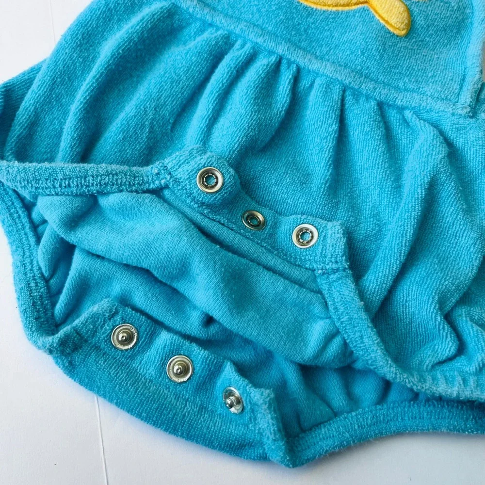 Vintage Carter's Baby Terry Cloth Goldfish Romper 0-3M Adjustable Straps